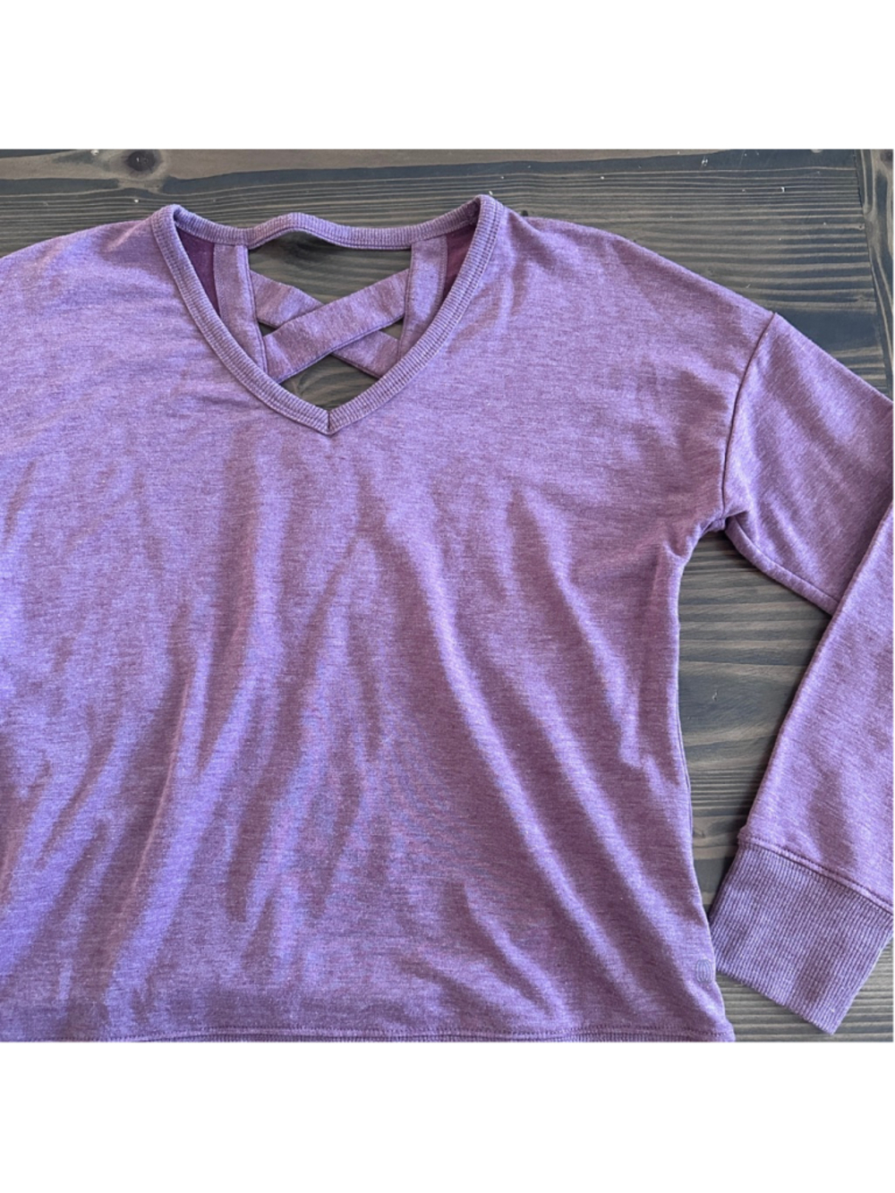 Balance Collection Women's S Purple Long Sleeve Sweatshirt Criss-Cross Back